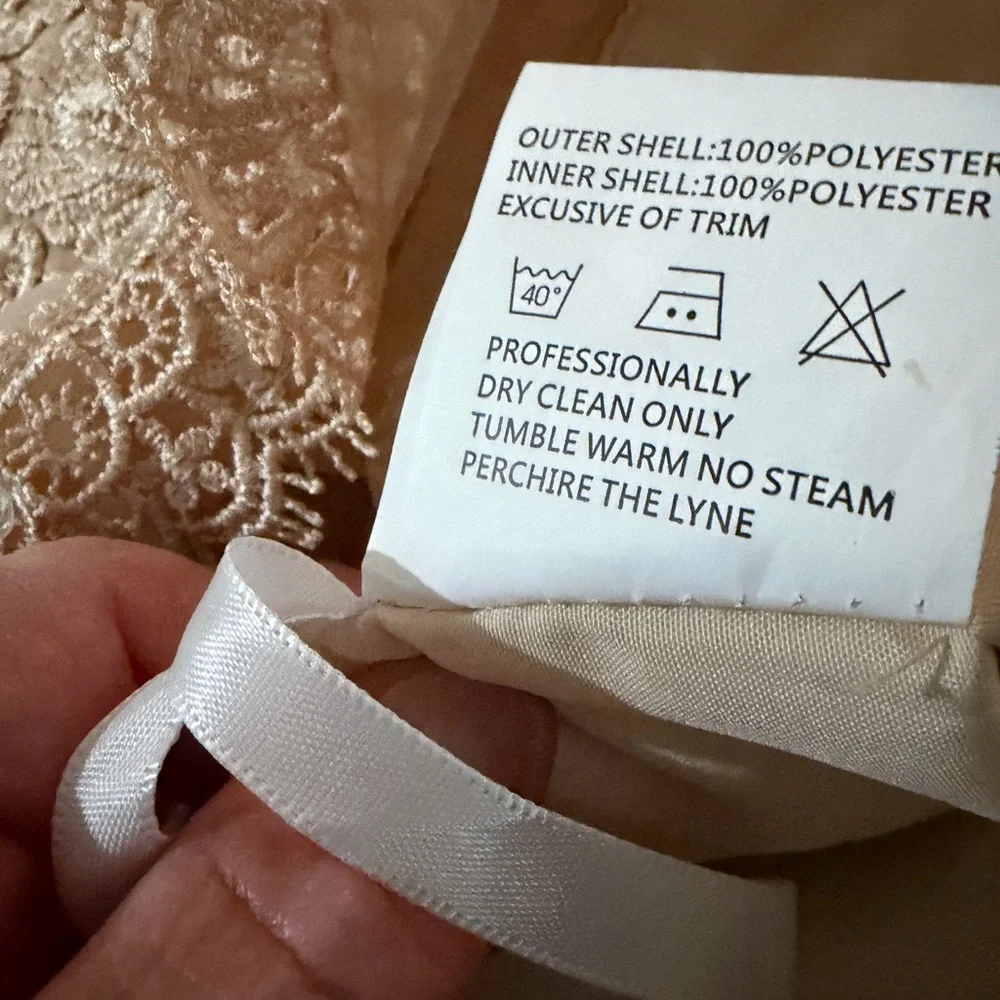 Champagne Lace Formal Dress W/ Sheer Lace Top-Size US 16 Eveng /Wdg. Guest Gown - Picture 4 of 12